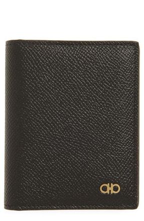 Ferragamo Double Gancio Tall Leather Wallet in Nero Nero at Nordstrom