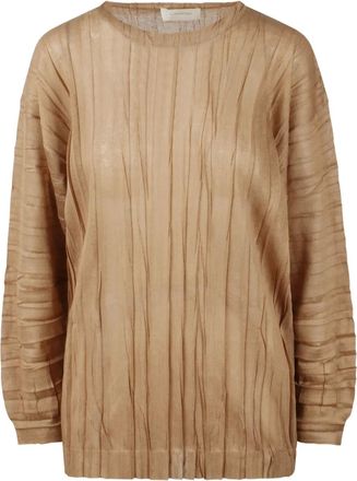 ATOMOFACTORY crinkled-effect T-shirt - women - Polyester/Viscose - L - Neutrals