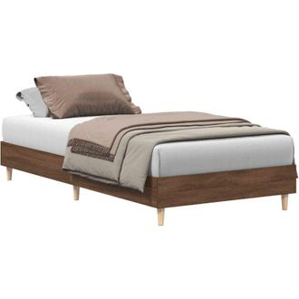 vidaXL Bed Frame No Mattress Brown Oak 90x200 cm Engineered Wood Vidaxl