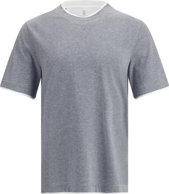 Brunello Cucinelli Heather Grey Crew Neck T-Shirt