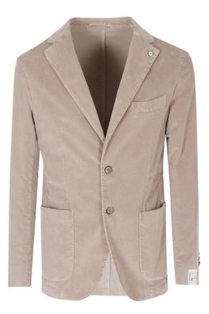 L.B.M. 1911 Dove Gray Single-Breasted Cotton Jacket With Jeweled Lapel Button