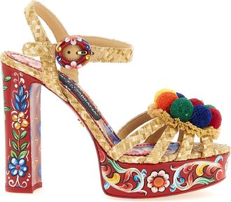Dolce & Gabbana Multicolor Viscose Stiletto Heel Womens Sandals