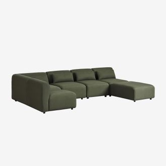 Sklum Sof&aacute; Modular Esquinero De 5 Piezas Con Puff Fogler Sklum
