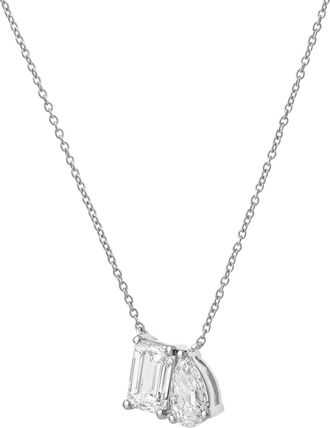 LuvMyJewelry Aurelia 14K Gold Lab Grown Diamond Toi Et Moi Necklace - 2 Ct