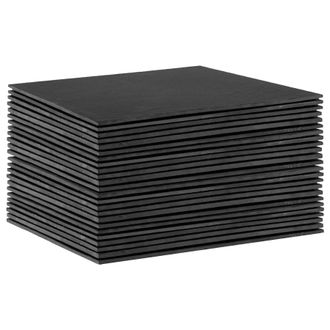 Argon Tableware Square Slate Placemats - Set of 24 Natural Stone Smooth Edge Mats 33cm in Black