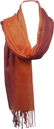 World of Shawls Wedding Party Occasion Self Glitter Shawl Scarf Wrap Hijab (Red/Orange (EQ-SL-2tone))