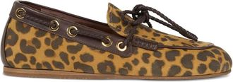 Etro Su&egrave;de Boot Loafers met dierenmotief - Dames - Bootschoenen - Bruin - 40 EU - Su&egrave;de - Schoenen