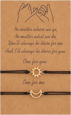 Generic Best Friend Bracelet 2 Matching Sun Moon Cards Rope For Friendship Relationship Boyfriend Girlfriend Valentines Day Gift Womens Watches (A, One Size)