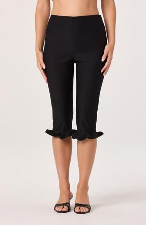 ASTR the Label Amalie Ruffle Capris in Black at Nordstrom, Size X-Large