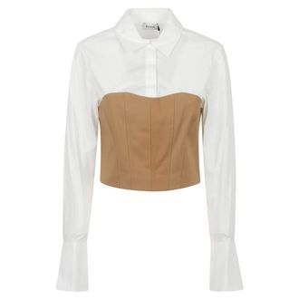 SIMKHAI Overhemden, Dames, Beige, XS, Katoen, Lidey Cotton Combo Top