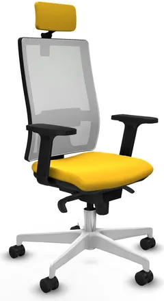 Piqueras y Crespo Piqueras Y Crespo - Pouf Synchro Rete Bianca Similpelle Gialla Braccioli 2d Base Bianca 2d Testata 2d Ruote 65 Mm Nylon