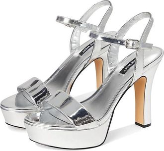 Nine West Solas Womens Wedge Shoes Silver Mirror Metallic : 9.5 M, Leather/Rubber