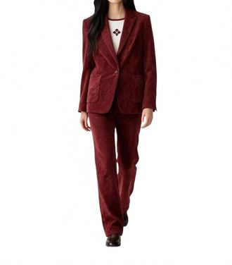 Luisa Cerano Single Button Corduroy Blazer In Wine
