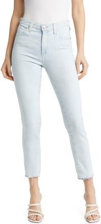 AG - Adriano Goldschmied Mari Distressed Raw Hem Crop Straight Leg Jeans in Optimist Moonwa at Nordstrom Rack, Size 23