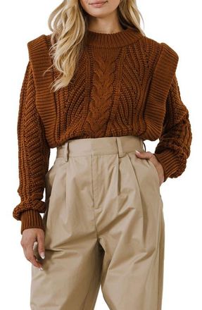 English Factory Ruffle Sweater in Brown at Nordstrom, Size Large