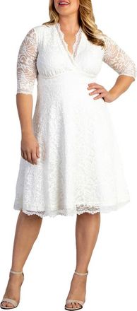 Kiyonna Bella Lace Fit & Flare Dress in Ivory at Nordstrom, Size 0X