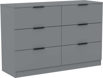 Home Discount Trega 6 Drawer Chest of Drawers Bedroom Furniture Storage Unit, H 80 x W 110 x D 36 cm, Grey