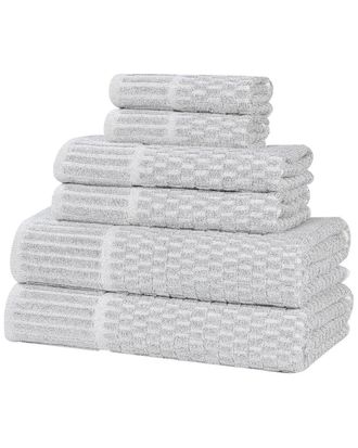 Superior Juno Medium Weight Checkered Border 6pc Towel Set