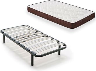 HOGAR 24 Hogar24 - Cama Completa - Colch&oacute;n Viscobrown Doble Capa Viscosoft, Altura 15 Cm + Somier Multil&aacute;minas + Patas De 25 Cm, 90x180 Cm