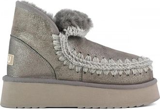 Mou Metallic Mini Eskimo Platform Boot - Dames - Winterlaarzen - Grijs - 37 EU - Wol - Schoenen