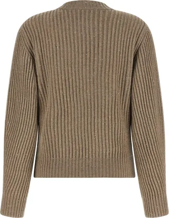 Brunello Cucinelli Sparkling Cashmere-Wool Blend Sweater - beige