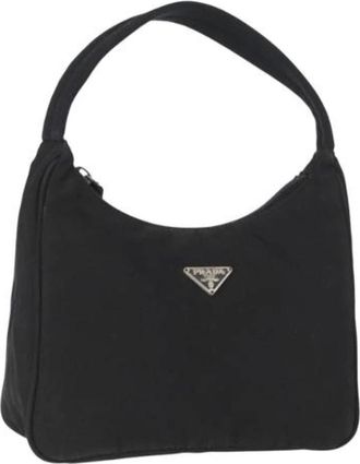 Prada Pre-owned Shoulder Bags, female, Black, Size: ONE SIZE Pre-owned Nylon Shoulder Bag