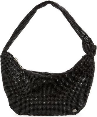 Olga Berg Jessica Crystal Croissant Bag in Black at Nordstrom