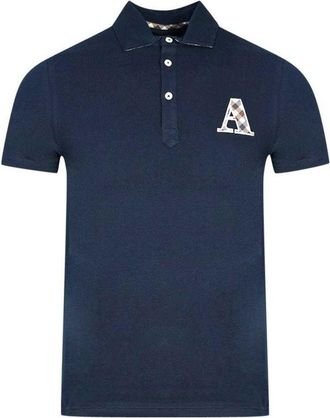Aquascutum Unisex Volwassen Gepubliceerd Logo Polo Shirt (Marineblauw)