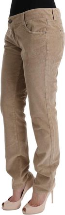 Ermanno Scervino Womens Beige Cotton Velvet Regular Fit Pants