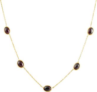 Pompeii3 14k Yellow Gold Garnet Station Necklace By The Yard Design 18