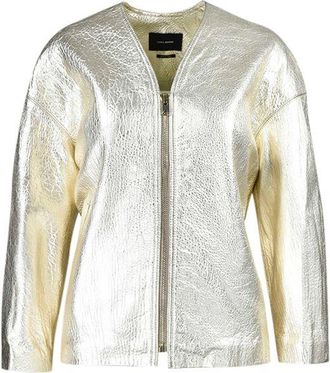 Isabel Marant Metallic gold leather collarless jacket Size M