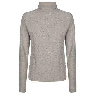 Antonelli Etruria Dolcevita Paillettes - Dames - Truien - Beige - Maat: S Wol