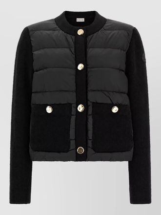 Moncler quilted boucl&eacute; padded cardigan