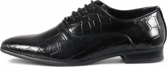Infinity Leather Zwarte klassieke Oxford Derby-veterschoenen voor heren