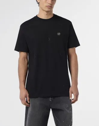 Philipp Plein Round Neck T-Shirt Monogram Stones Monogram Men in Black/black at Nordstrom, Size Xxx-Large