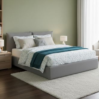 Dmora Dmora - Cama Matrimonial Ddestr, Cama Contenedor Con Revestimiento De Tela, 100% Made In Italy, Apertura Frontal, Adecuado Para Colch&oacute;n Cm 160x200, Gr