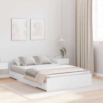 Berkfield Home Storage Bed Frame White 120 x 190 cm Melamine-coated wood