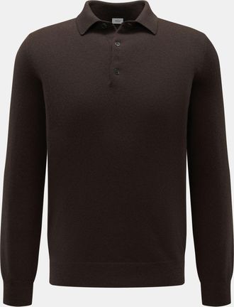 Braun Hamburg Men - Cashmere knit polo dark brown