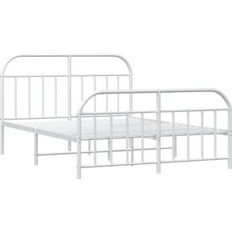 vidaXL Vidaxl - Estructura Cama Sin Colch&oacute;n Con Estribo Metal Blanco 140x190 Cm
