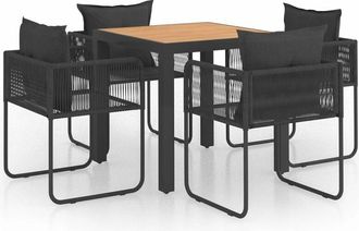 vidaXL Set De Comedor De Jard&iacute;n De 5 Piezas Pvc Rat&aacute;n Negro Y Marr&oacute;n Vidaxl