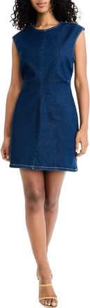 Donna Morgan Sleeveless Denim Minidress in Dark Wash at Nordstrom Rack, Size 16