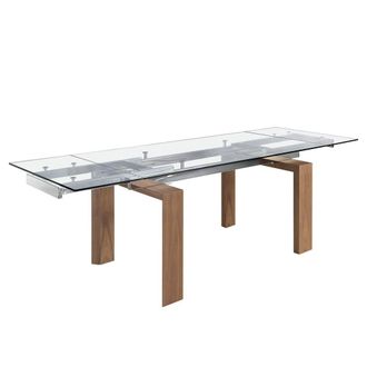 Angel Cerd&aacute; Model Extending Dining Table - Tempered Glass Top in Walnut