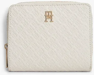 Tommy Hilfiger Womens Allover Monogram Zip Wallet - White