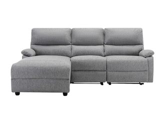 VENTE-UNIQUE.COM Sof&aacute; rinconera poli&eacute;ster 4 plazas gris claro 234x170cm