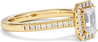 The Diamond Store Lumia Emerald Cut Lab Diamond Halo Ring 0.70ct F/VS in 9K White Gold