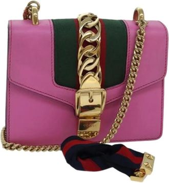 Gucci Pre-owned Cross Body Bags, female, Pink, Size: ONE SIZE Pre-owned Vintage Leather Cross Body Bag