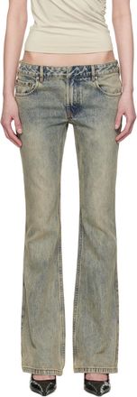 Entire studios Unisex Slim-Flared Cotton Jeans In Surface Wave