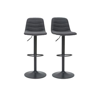 Miliboo Miliboo - Taburetes De Bar Regulables Tejido Y Metal Gris Oscuro (lote De 2) Saury