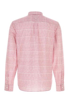 Prada Mens Printed Cotton Shirt Rosso Exterior: Camicie