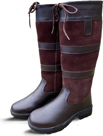 Generic KTY Leather WIDE EXTRA WIDE STANDARD SEMI-WIDE Calf Lake Country Boots - Equestrian Riding Walking Yard Brown Black UK 3-10 (Brown, 3, UK Footwear Siz